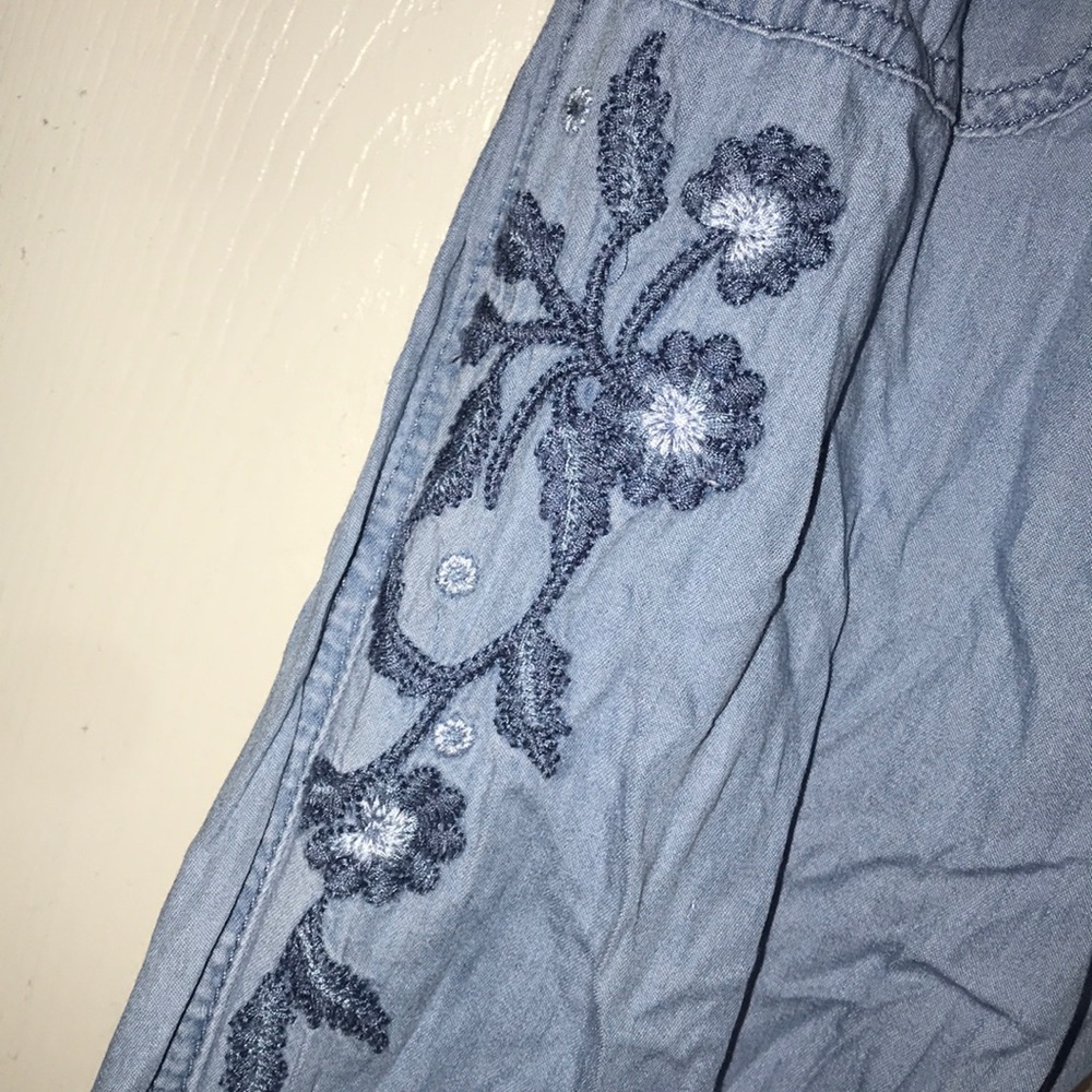 Embroidered Flowy Joggers